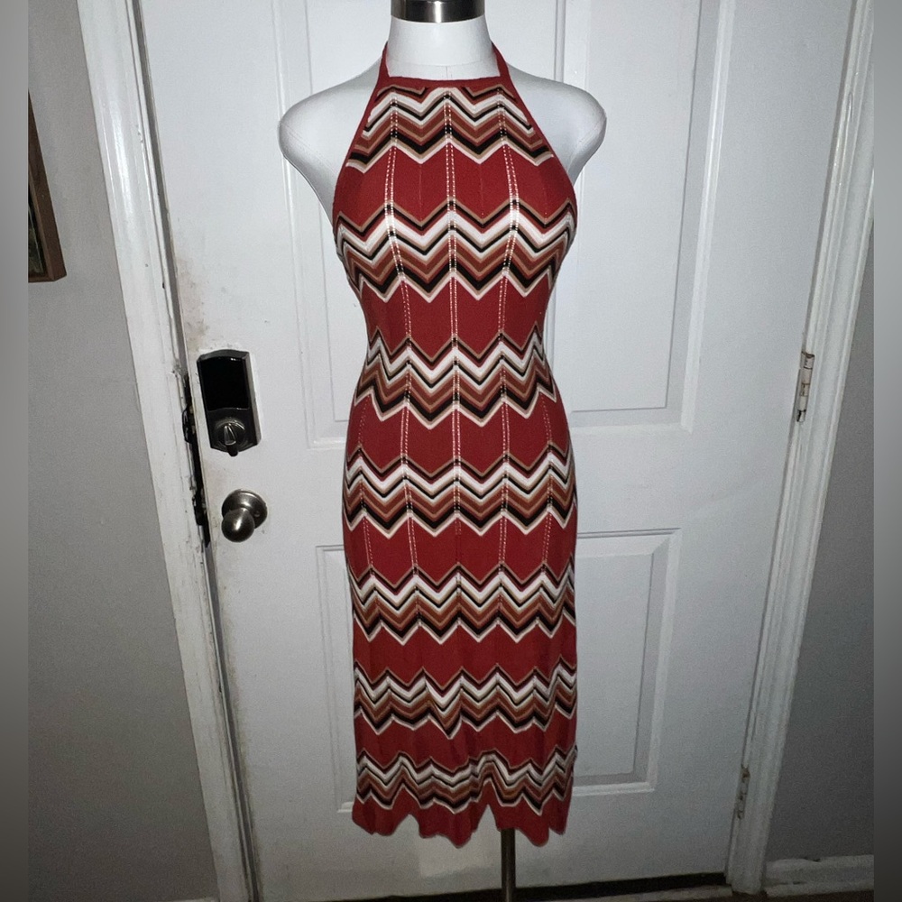 Chevron Halter Neck Dress
